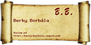 Berky Borbála névjegykártya